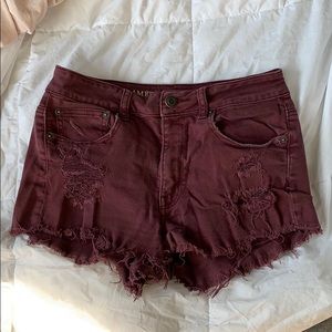 Maroon High Rise Shorts
